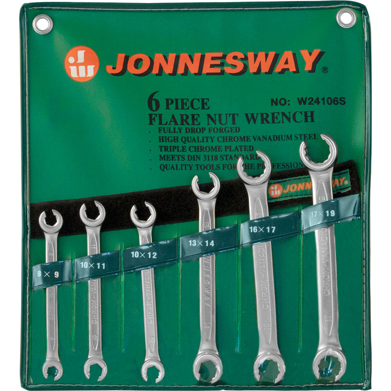 6 Piece Flare Nut Wrench Set, 8-19 mm W24106S Jonnesway Tools