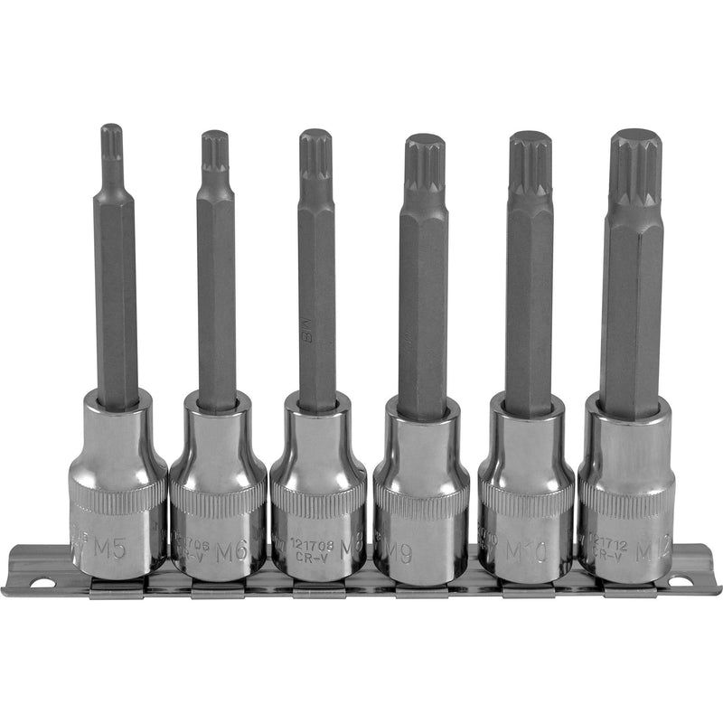 SPLINE® bit socket set on holder 1/2" DR L=100 mm M5-M12 6 pcs 921706 Ombra Tools